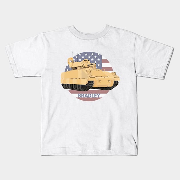 Bradley Fighting Vehicle with American Flag Kids T-Shirt by NorseTech